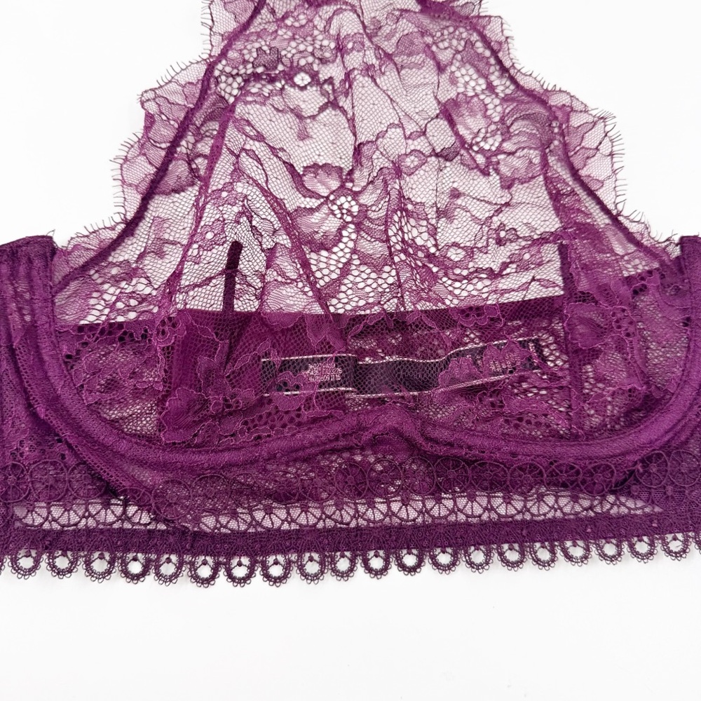 ✅ Victoria's Secret Very Sexy High Neck‎ Lace Bralette 34B Purple - Picture 3 of 7
